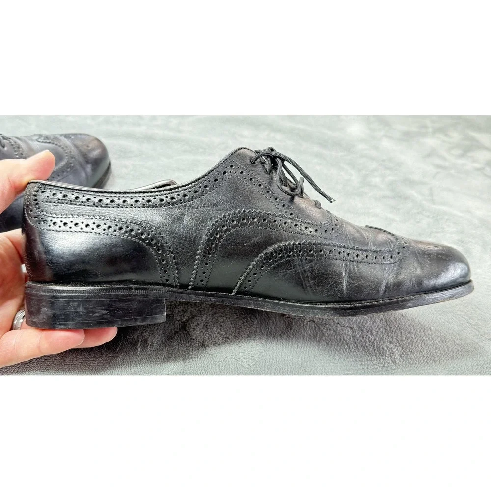 Wingtip Brogue Shoes Mens Size 10.5 D Black Leather Dress Oxford Cap Toe‎ Lined
